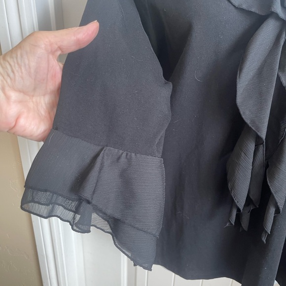 NWT Jones New York Signature Woman Black Knit Blouse w/Ruffled Neckline, Size 3X - Picture 3 of 10